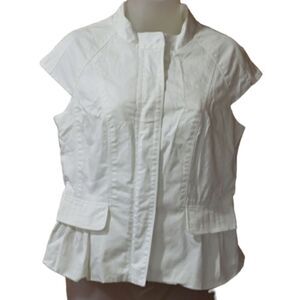 Kenneth Cole NY White Cap Sleeve Peplum Blouse 6